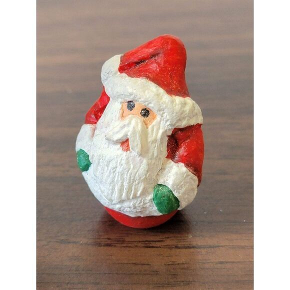 Mini round fat Santa Village accessory Xmas figure - Picture 5 of 5